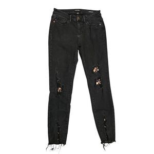 Judy Blue 'Skinny Fit' distressed peek of cheetah women black jeans 5/27 (27x26)